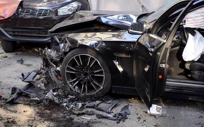 car accident 1 710x444 2 A car with heavy damage from an accident in Annapolis.