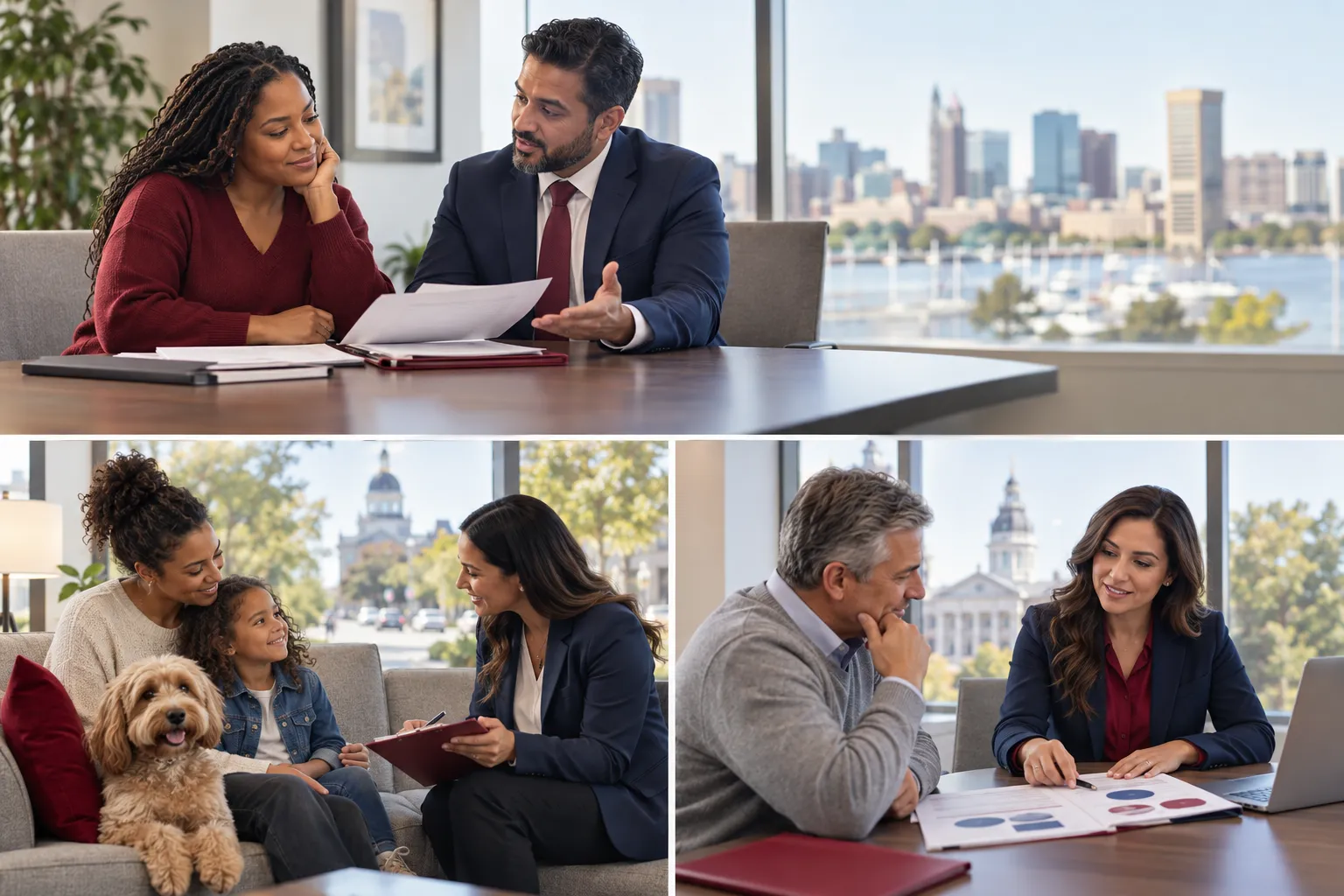 Supportive professional offering guidance beside Maryland recovery and insurance documents