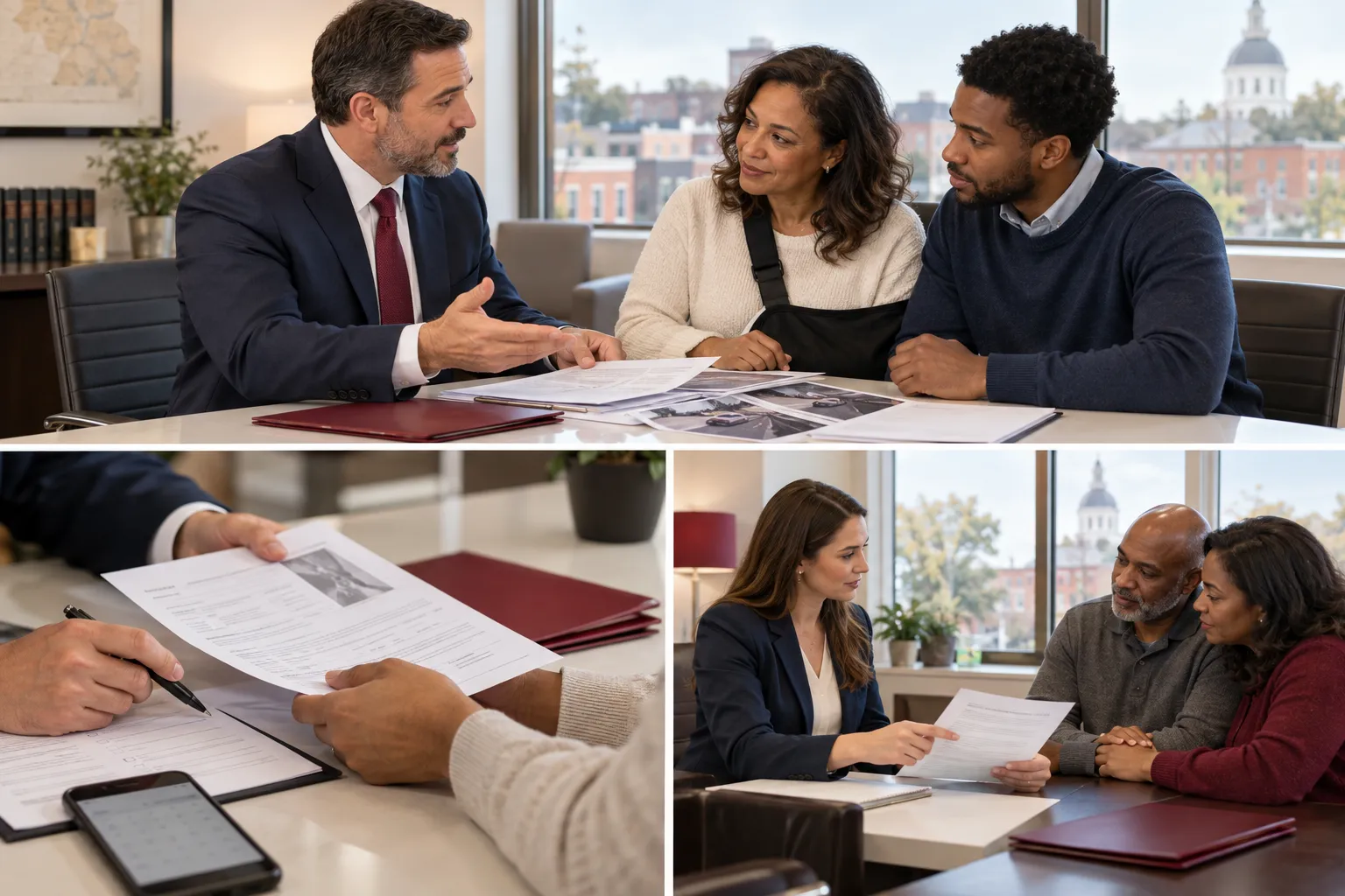 Truck Accident Lawyer in Bel Air, MD: What to Do in the First 48 Hours 2 Attorney reviewing truck accident case documents at desk in Bel Air office