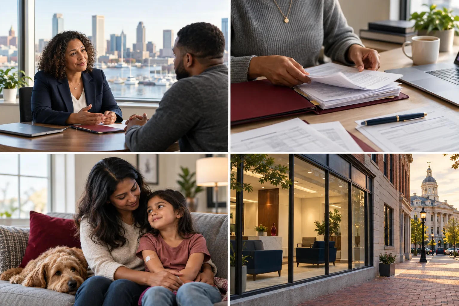 Work Injury Lawyer Maryland: Your Guide to Workers' Compensation Claims 2 Attorney comforting injured worker with legal documents in bright office