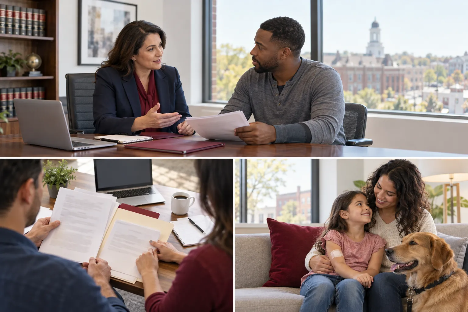 Professional attorney consulting with injured worker in Bel Air office